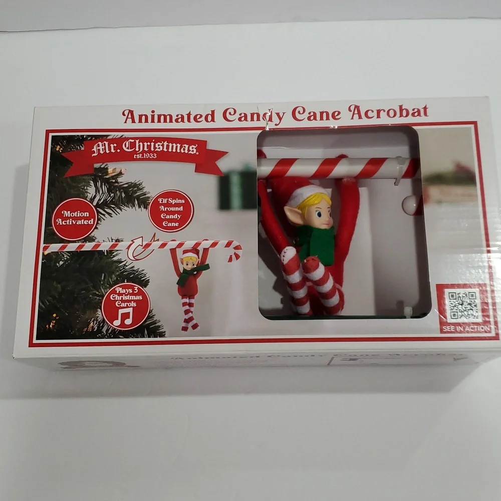 Animated candy cane acrobat‎ elf new
